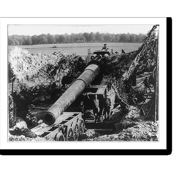 Historic Print, Camouflaged U.S. railroad gun battery in operation. France. WWI, 18" x 24"
