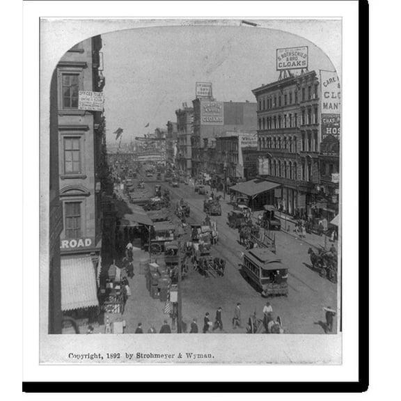 Historic Print, Canal St. from Broadway, N.Y.C., 18" x 24"