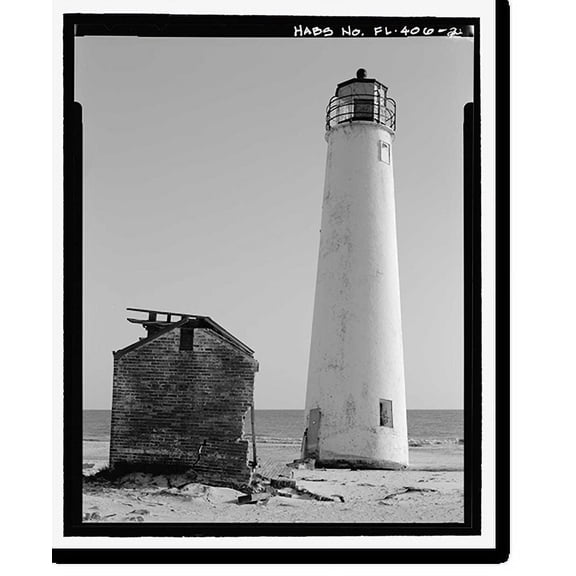 Historic Print, Cape Saint George Lighthouse, Cape St. George, Little Saint George Island, Franklin County, FL - 2, 16" x 20"