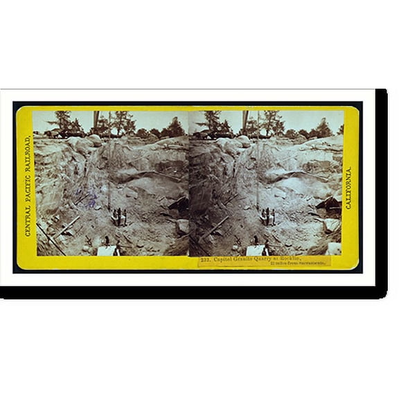 Historic Print, Capitol Granite Quarry at Rocklin 22 miles from Sacramento, 16" x 20"
