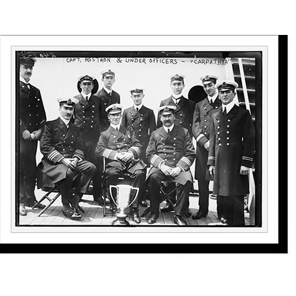 Historic Print, Capt. Rostrom & Under officers of CARPATHIA ship, 18" x 24"