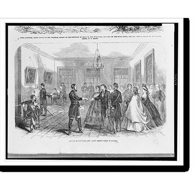 Historic Print, Capture of Savannah. Gen. Geary issuing passes to