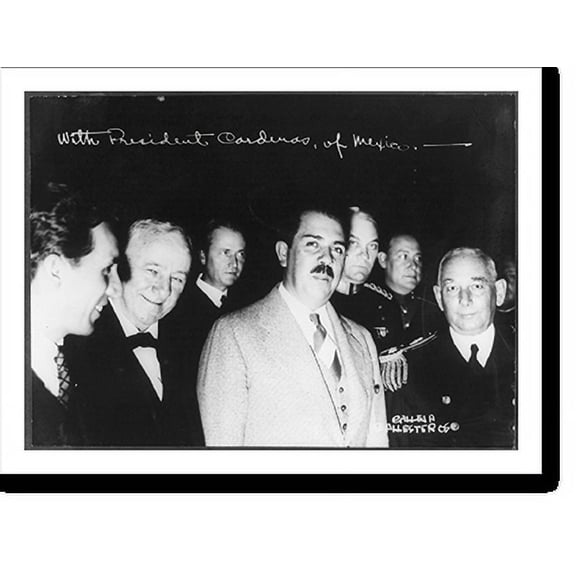 Historic Print, Cardenas, Lazaro, Pres. of Mexico [with U.S. Ambassador Josephus Daniels and Adm. Yancey Williams at reception], 16" x 20"
