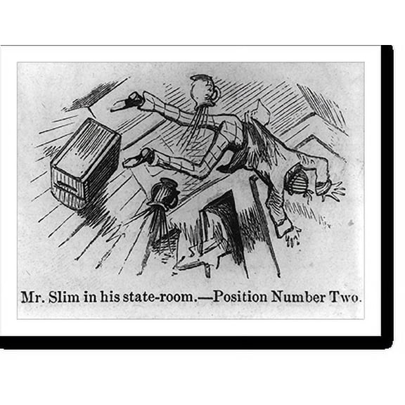 Historic Print, [Caricature of sea-sick passenger]: Mr. Slim in his state-room. Position number two, 18" x 24"