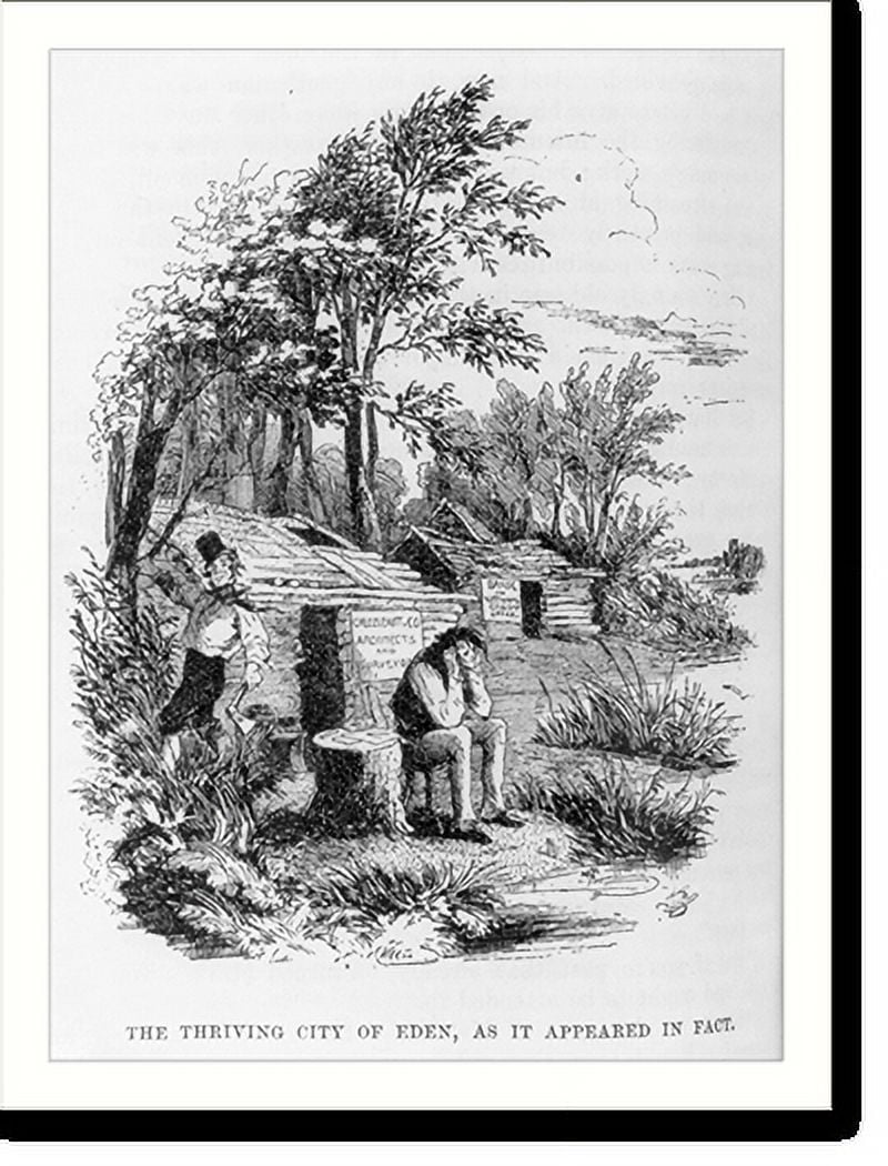 Historic Print, [Cartoon showing differences between the planning and