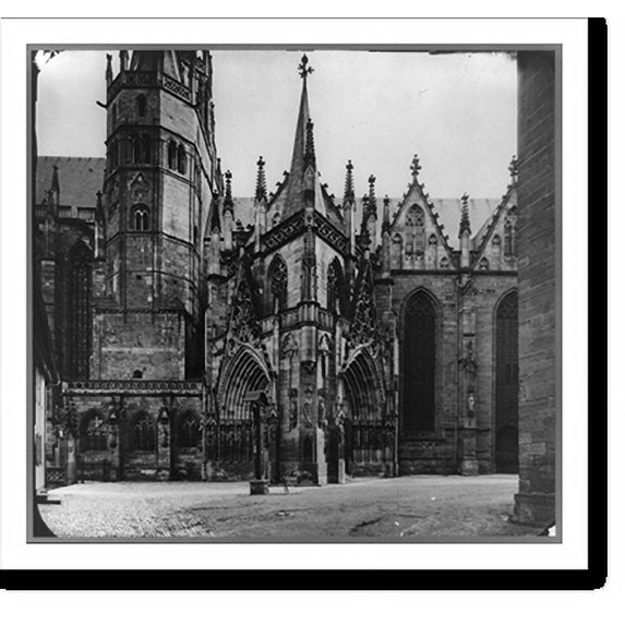 Historic Print, Cathedral, Erfurt, Germany, 16" x 20"