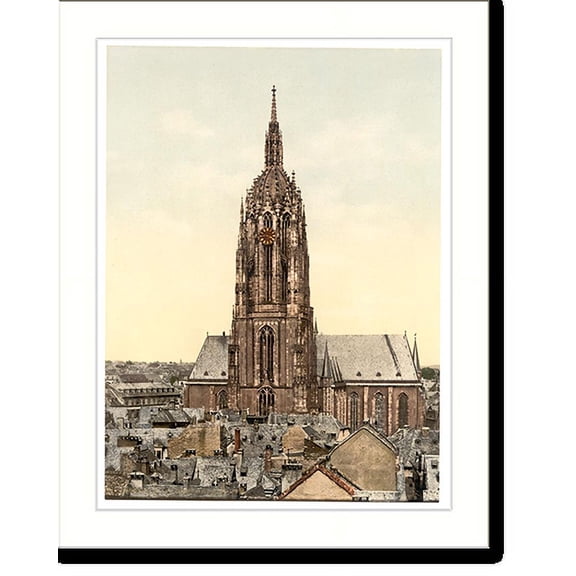 Historic Print, Cathedral Frankfort on Main (i.e. Frankfurt am Main) Germany, 18" x 24"