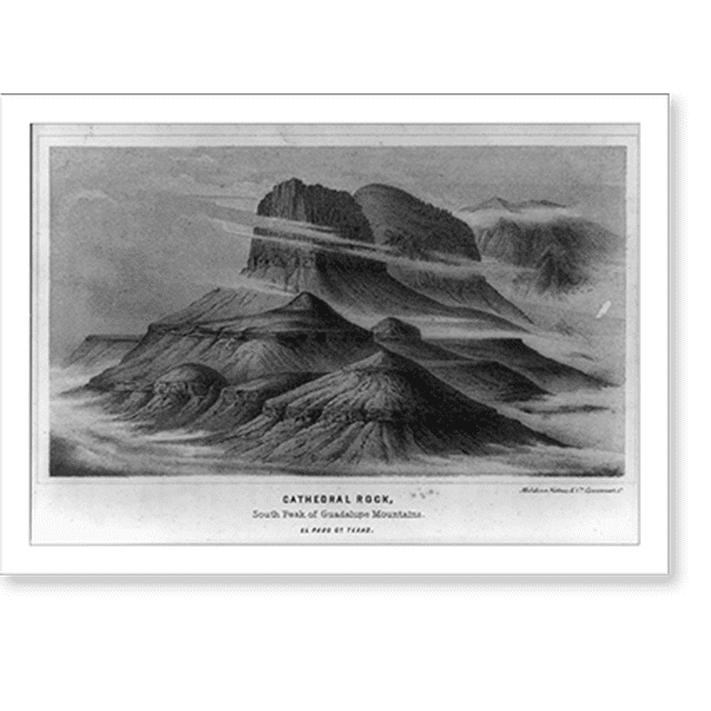 Historic Print, Cathedral Rock, south peak of Guadalupe Mountains, El