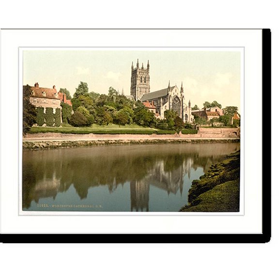 Historic Print, Cathedral S. E. Worcester England, 16" x 20"