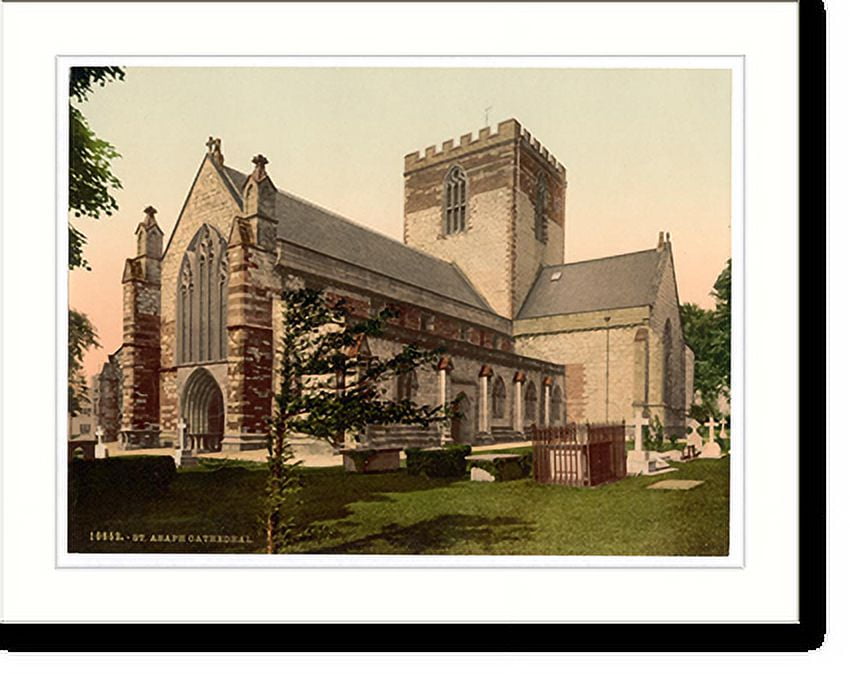 Historic Print, Cathedral St. Asaph Wales, 16" x 20"