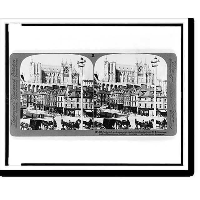 Historic Print, Cathedral, archsupported roadway and main street, N.E