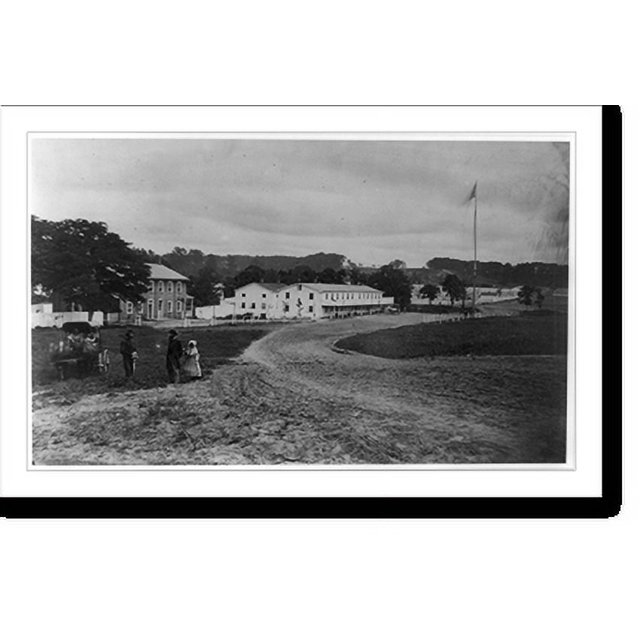 Historic Print, [Cavalry depot at Giesboro, Md. Soldier facing man and