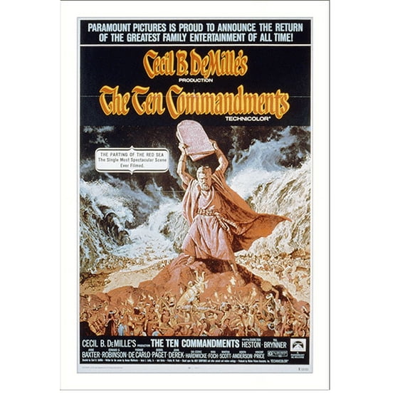 Historic Print, Cecil B. DeMille's production The Ten Commandments, 18" x 24"
