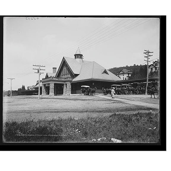 Historic Print, Central station, Saranac Lake, Adirondack Mts., N.Y., 16" x 20"