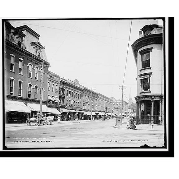 Historic Print, Centre [i.e. Center] Street, Rutland, Vt., 18" x 24"