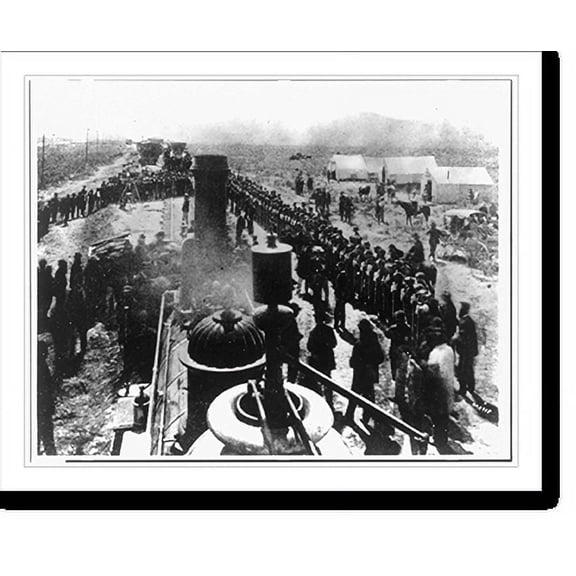 Historic Print, Ceremony at wedding of the rails, May 10, 1869 at Promontory Point, Utah, 18" x 24"