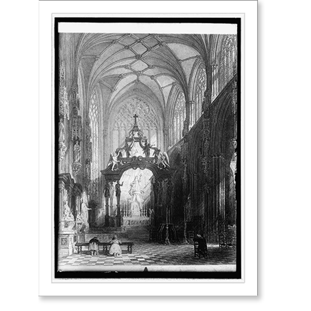 Historic Print, Chapel of St. Gudule, Brussels, Belgium, 16" x 20