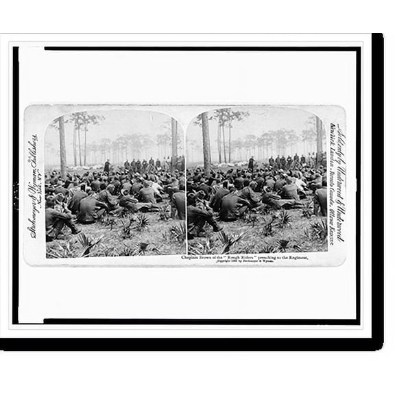 Historic Print, Chaplain Brown of the Rough Riders" preaching to the regiment", 16" x 20"