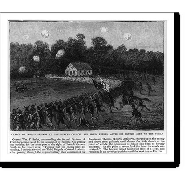 Historic Print, Charge of Irwin's Brigade at the Dunker Church, 16" x