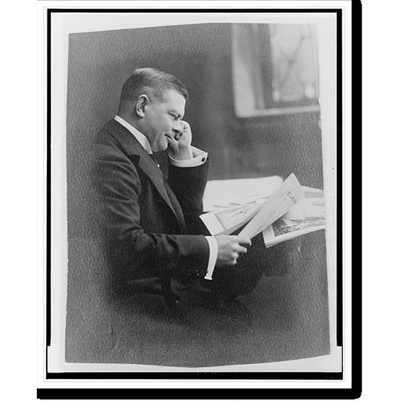 Historic Print, [Charles Urban, half-length portrait, facing right, seated, looking at papers], 16" x 20"