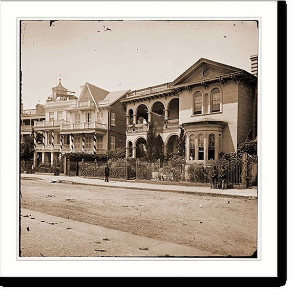Historic Print, Charleston South Carolina. Headquarters of Gen. John P. Hatch South Battery, 18" x 24"