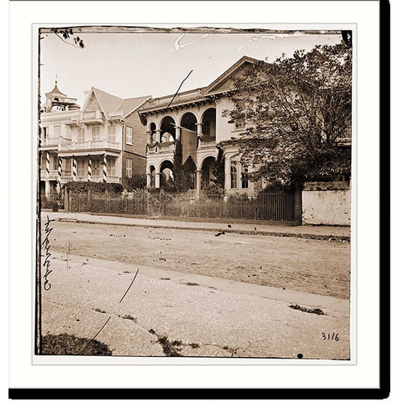 Historic Print, Charleston South Carolina. Headquarters of Gen. John P. Hatch South Battery - 2, 16" x 20"