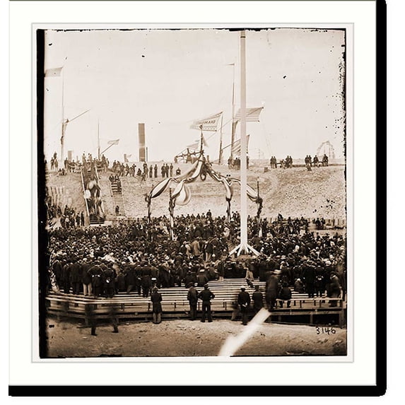 Historic Print, Charleston South Carolina. Interior of Fort Sumter during the ceremony of raising t, 16" x 20"