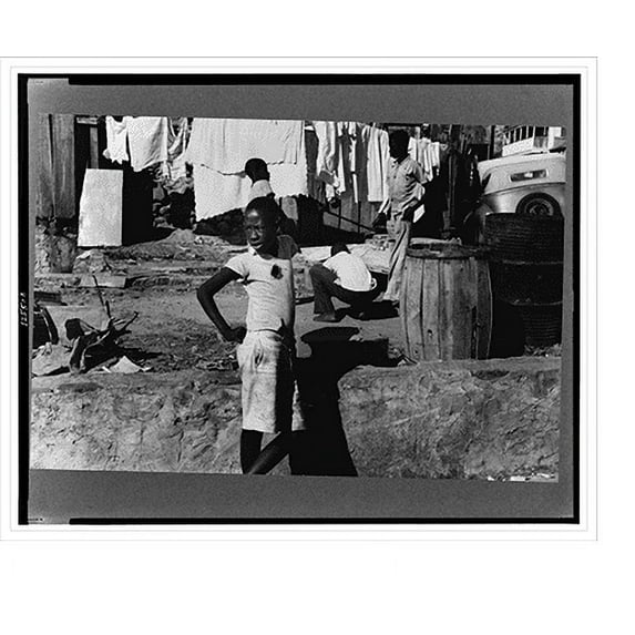 Historic Print, Charlotte Amalie, St. Thomas Island, Virgin Islands. Children in one of the slum areas, 18" x 24"