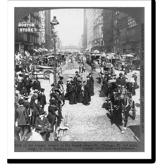Historic Print, Chicago, Ill. - State Street, North from Madison St., 16" x 20"