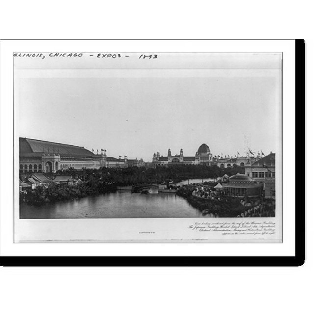 Historic Print, Chicago World's Fair. View looking southeast from the