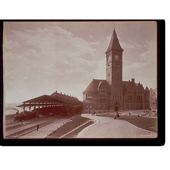 Historic Print, Chicago and Northwestern R.Y. Station, Milwaukee, Wis., 18" x 24"