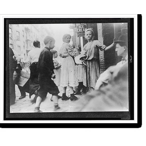 Historic Print, [Children on sidewalk in New York City's Cherry Hill district], 18" x 24"