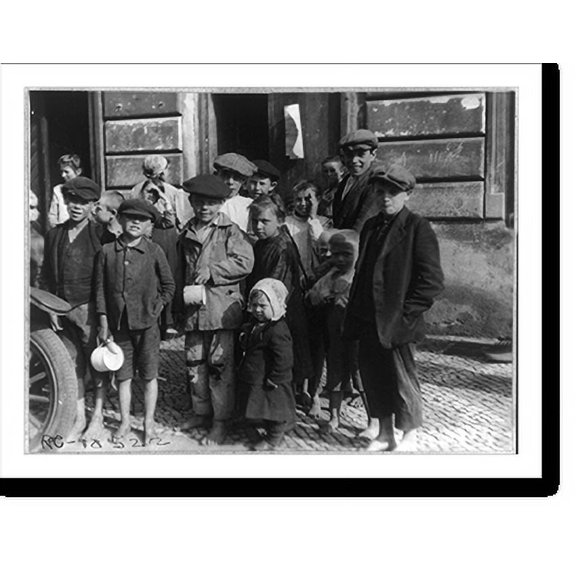 Historic Print, Children waiting at the Red Cross soup station in Prague, Czechoslovakia, 16" x 20"