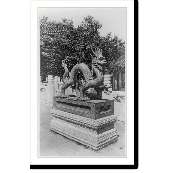 Historic Print, [China - Peking: Dragon statue, Summer Palace], 16" x 20"