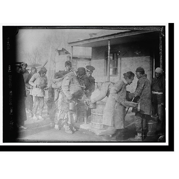 Historic Print, China . Poor getting charity food, 18" x 24"