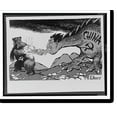 Historic Print, [Chinese dragon breathing fire on Soviet bear], 16" x