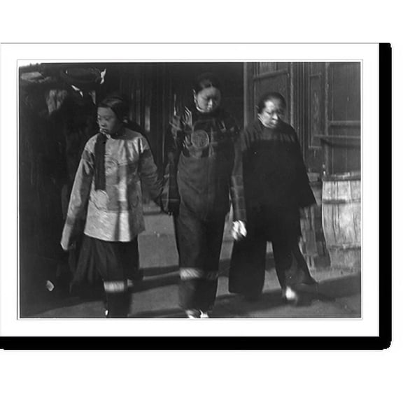 Historic Print, [Chinese in Chinatown, San Francisco: 3 Chinese women on sidewalk], 16" x 20"