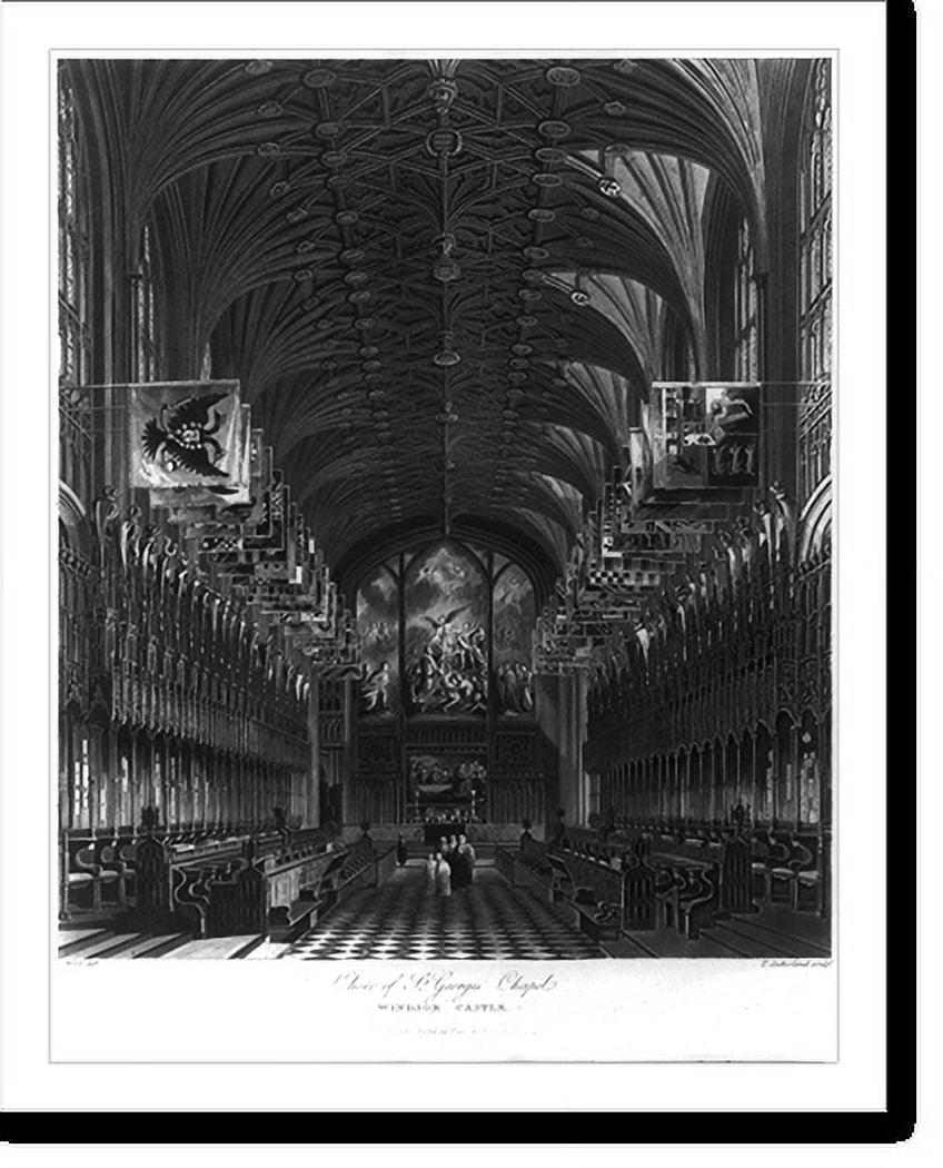Historic Print, Choir of St. Georges Chapel, Windsor Castle, England ...
