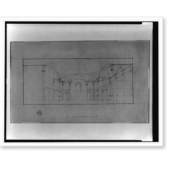 Historic Print, [Church (New South Church"), Summer Street and Bedford Street, Boston, Massachusetts. Interior perspective]" - 2, 18" x 24"