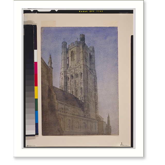 Historic Print, [Church with clock and bell tower, probably in England