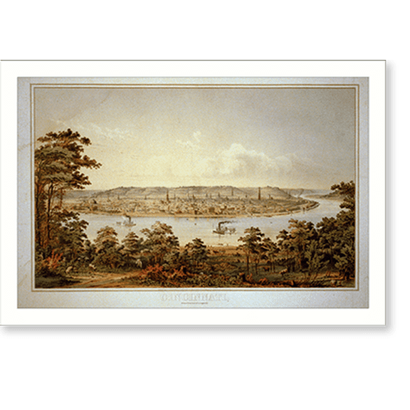 Historic Print, Cincinnati- from a point west of Covington, KY - 2, 16" x 20"