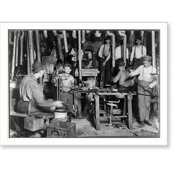 Historic Print, Citizens' Glass Co., Evansville, Ind. Over ten small boys on day shift in one department, were counted. Location: Evansville, Indiana., 16" x 20"