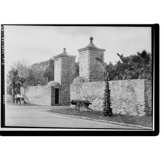 Historic Print, City Gate, Orange Street, Saint Augustine, St. Johns County, FL, 18" x 24"