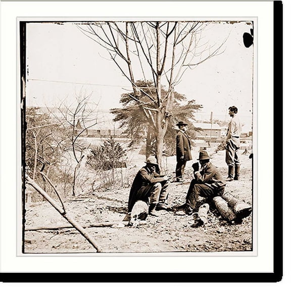 Historic Print, City Point Virginia. Scouts at Secret Service headquarters, 16" x 20"