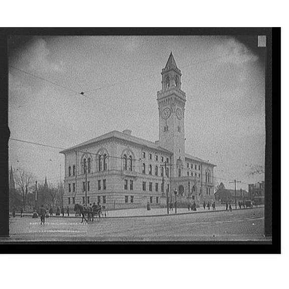 Historic Print, City hall, Worcester, Mass., 18" x 24"