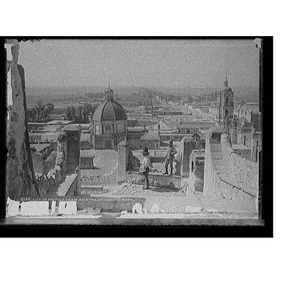 Historic Print, City of Mexico from chapel of Guadaloupe [i.e. Guadalupe, in Gustavo A. Madero], 18" x 24"