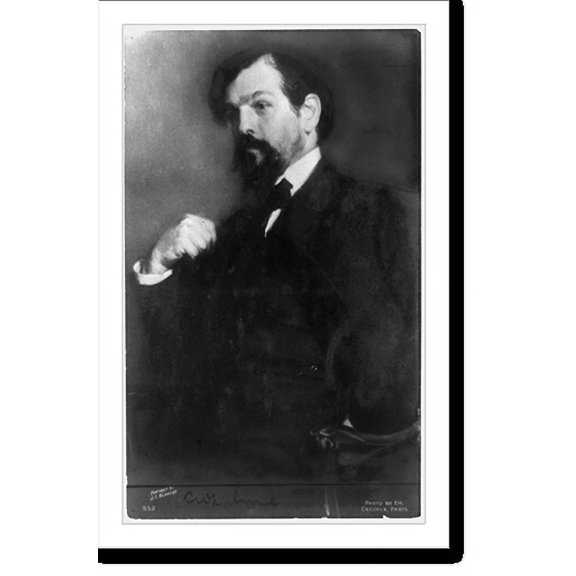 Historic Print, [Claude Debussy, half-length portrait, seated, facing left].portrait by J.E. Blanche ; photo by Em. Crevaux, Paris., 18" x 24"