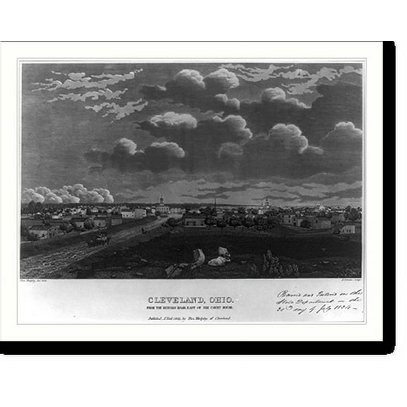Historic Print, Cleveland, Ohio. From the Buffalo Road, east of the court house, 16" x 20"