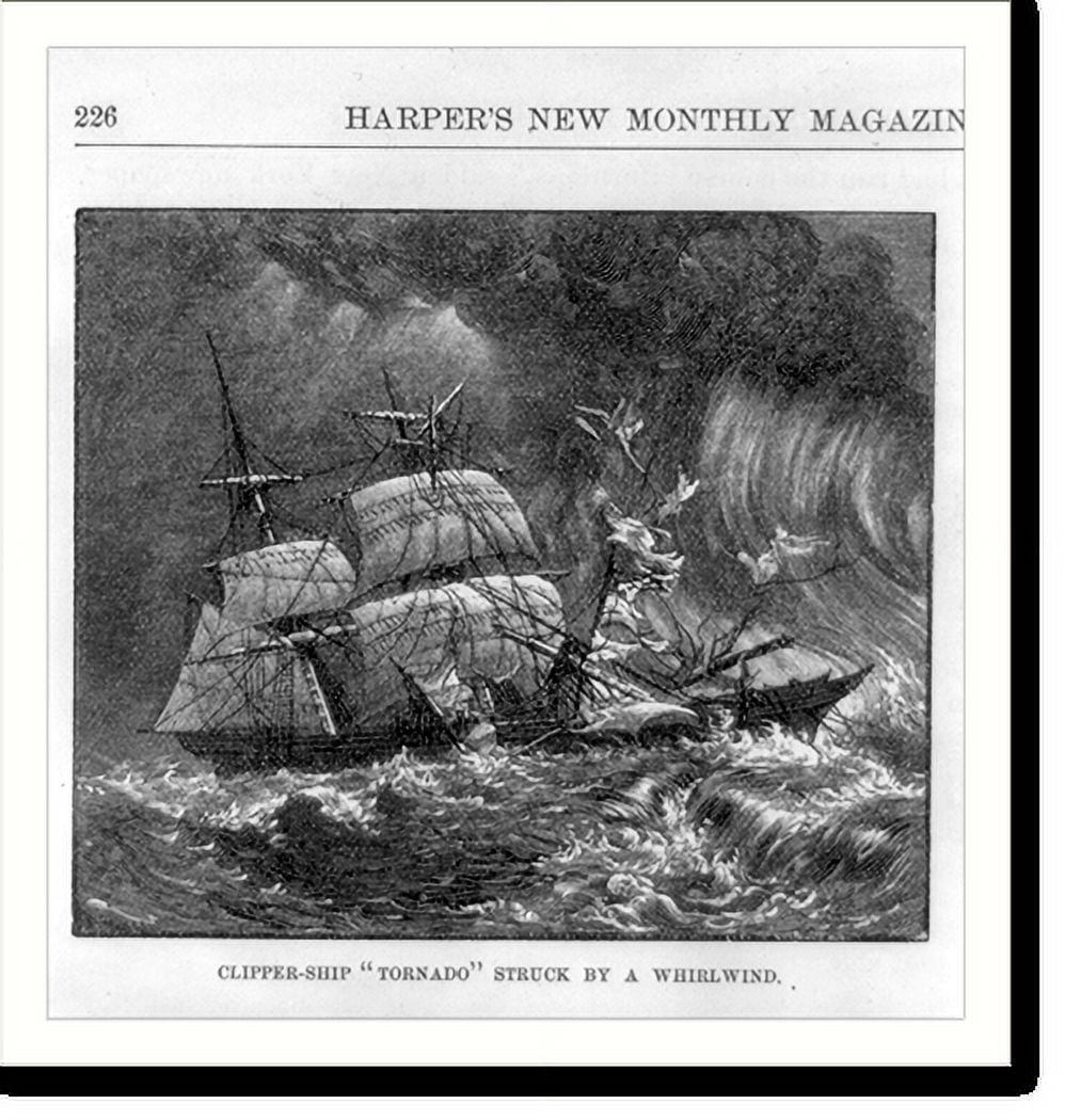 Historic Print, Clipper ship TORNADO struck by a whirlwind, 16" x 20
