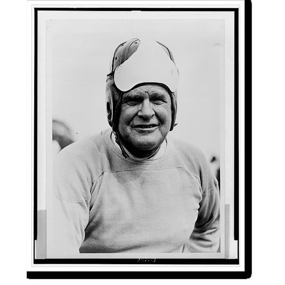 Historic Print, [Coach Glenn Pop" Warner, head-and-shoulders portrait, facing front, wearing football headgear]", 16" x 20"